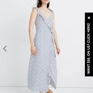 Madewell Ruffled V Neck Summer Wrap Maxi Dress in Americana Ditsy Floral size 20